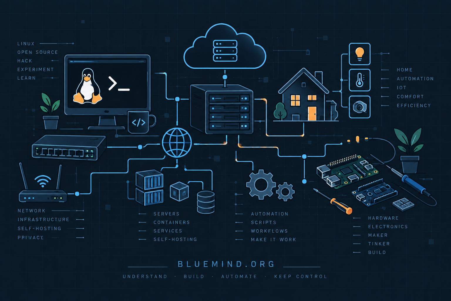 BlueMind technical ecosystem: Linux, infrastructure, automation, home automation and maker projects
